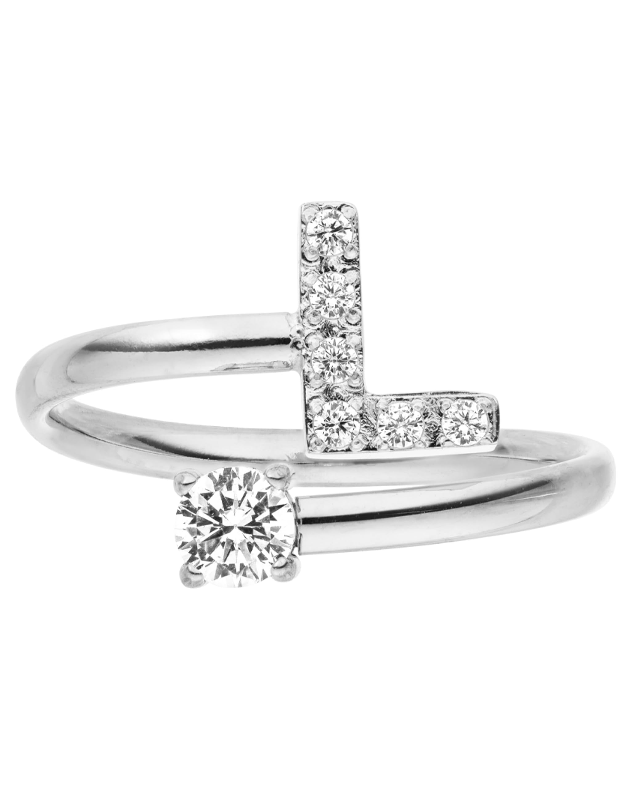 Purelei Buchstaben Ring L – Damenring aus langlebigem Edelstahl – Wasserfeste Ringe – Verstellbare Ringe von Größe 50 bis 60 – Modeschmuck für deinen individuellen Look