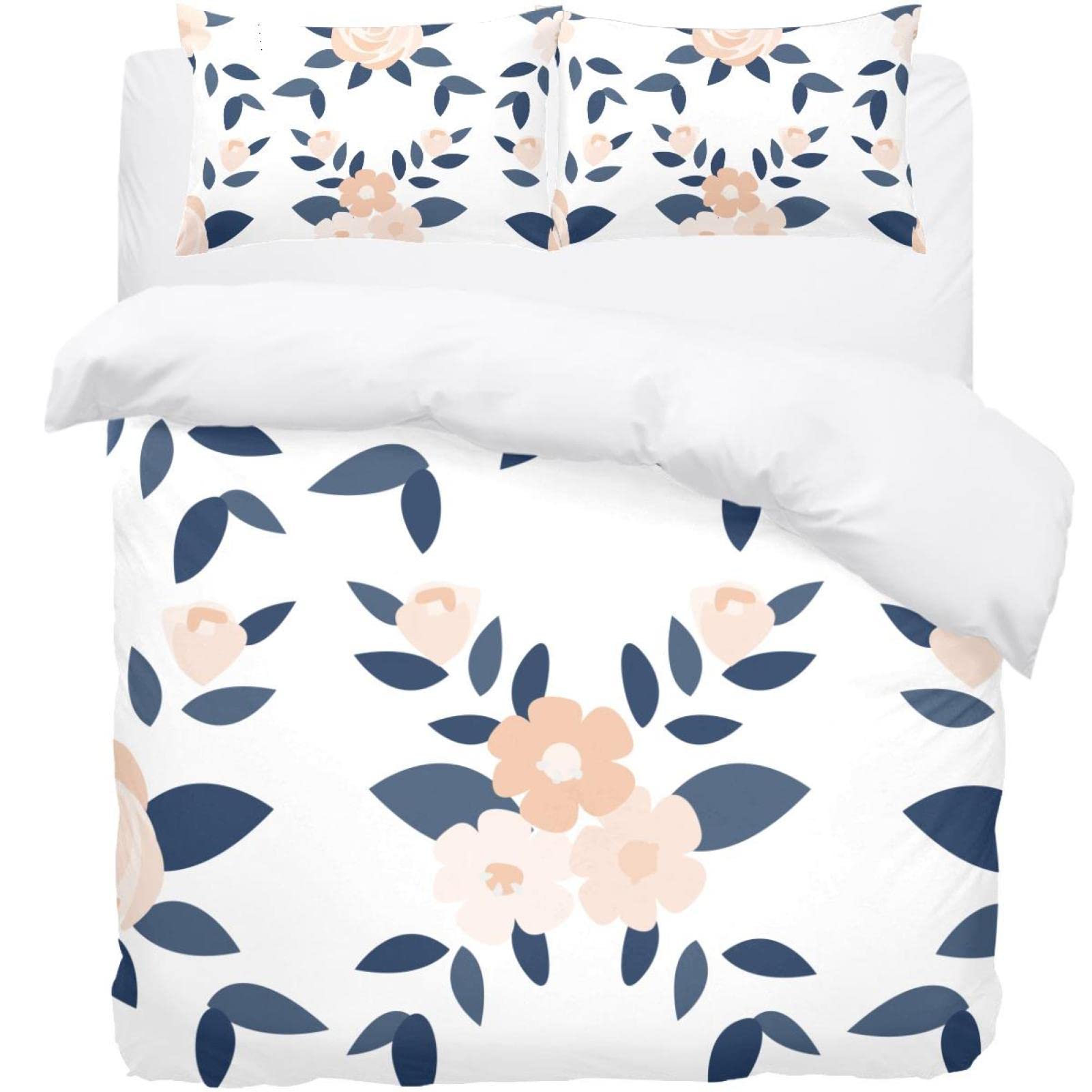 Parure de lit imprimé floral housse de couette 2 personnes n-01