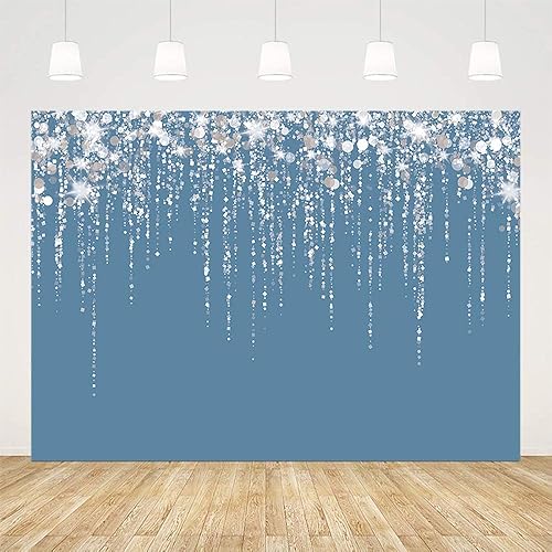 Miniatura 2 de SENDY Telón de fondo de fotos con purpurina azul claro de 7 x 5 pies para fotografía de niña, fondo de fiesta de cumpleaños, boda, graduación,