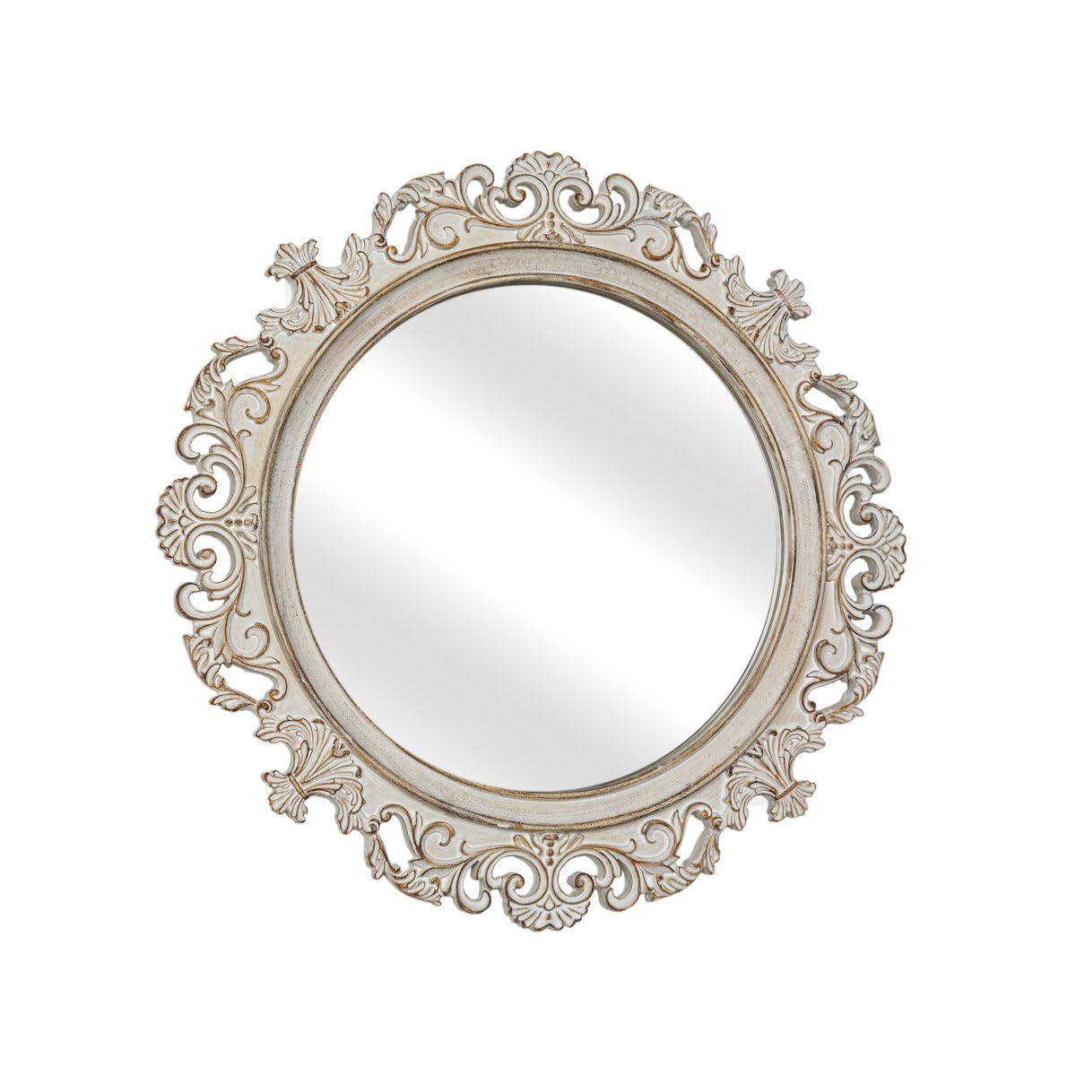 Romimex Natural Resin Wall Mirror 34 x 34 x 2 cm Round, Multicoloured