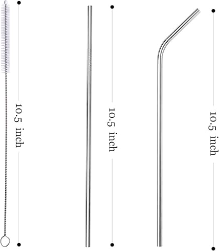Miniatura 2 de ALINK Paquete de 8 pajitas de acero inoxidable, 10.5 pulgadas de largo, reutilizables, de repuesto, para vasos Yeti de 20 30 onzas, RTIC, Tervis,