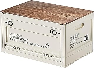 AIMALL Folding Camping Storage Box – Portable Outdoor Crate with Wood-Style Lid, Stackable Travel Organizer Container with...