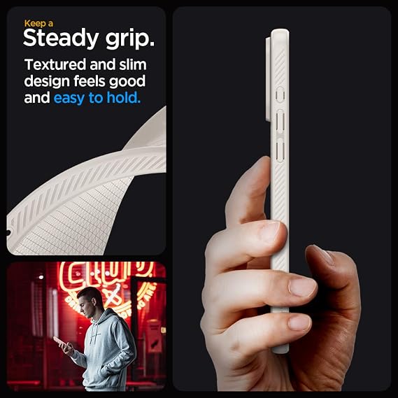 Spigen ACS07217 iPhone 15 Pro Case, Shockproof, Thin, Strap Hole, Lightweight, Smooth, US Military MIL Standard Certified, Dual Layer Construction, Lens Protection, Fingerprint Prevention, Matte