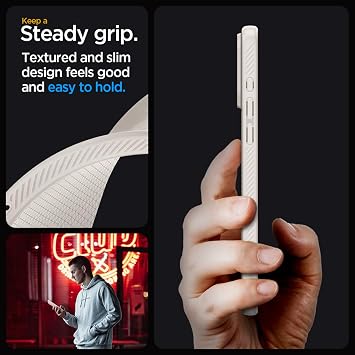 Spigen ACS07217 iPhone 15 Pro Case, Shockproof, Thin, Strap Hole, Lightweight, Smooth, US Military MIL Standard Certified, Dual Layer Construction, Lens Protection, Fingerprint Prevention, Matte