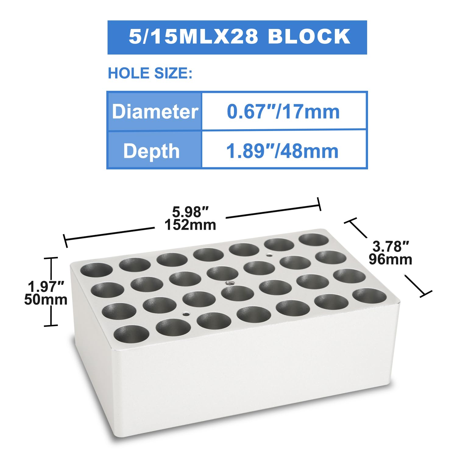 ONiLAB 5/15mLx28 Centrifuge Tubes Capacity Scientific Aluminum Dry Bath Heating Block for Digital Dry Bath Incubator…