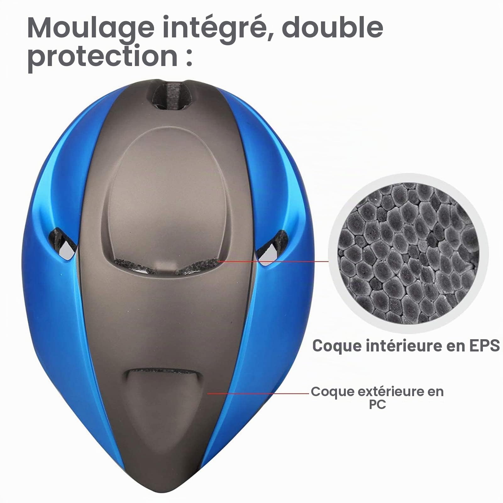 KINGLEAD Casque de vélo,Chargement USB de sécurité LED Light,Casque Velo,Lunettes Magnétiques Détachables Visière et Protection UV,Casque Adulte 57-62CM