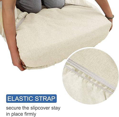 Miniatura 3 de Fundas de cojín de lino para sofá, funda de sofá, funda protectora de muebles con cuerda de amarre inferior, suave, antideslizante, antiarrugas, no
