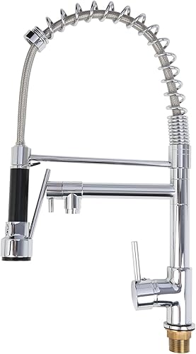 Miniatura 8 de TRY & DO Grifo de fregadero de cocina con rociador extraíble, grifo de resorte de arco alto, grifo de cocina de resorte comercial con mango único
