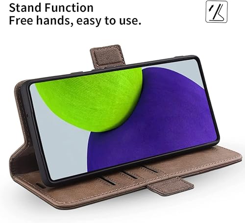 Miniatura 5 de KEZiHOME Funda para Galaxy S22+ Plus 5G, de piel auténtica, con función atril y ranura para tarjeta de crédito, bloqueo magnético, compatible con