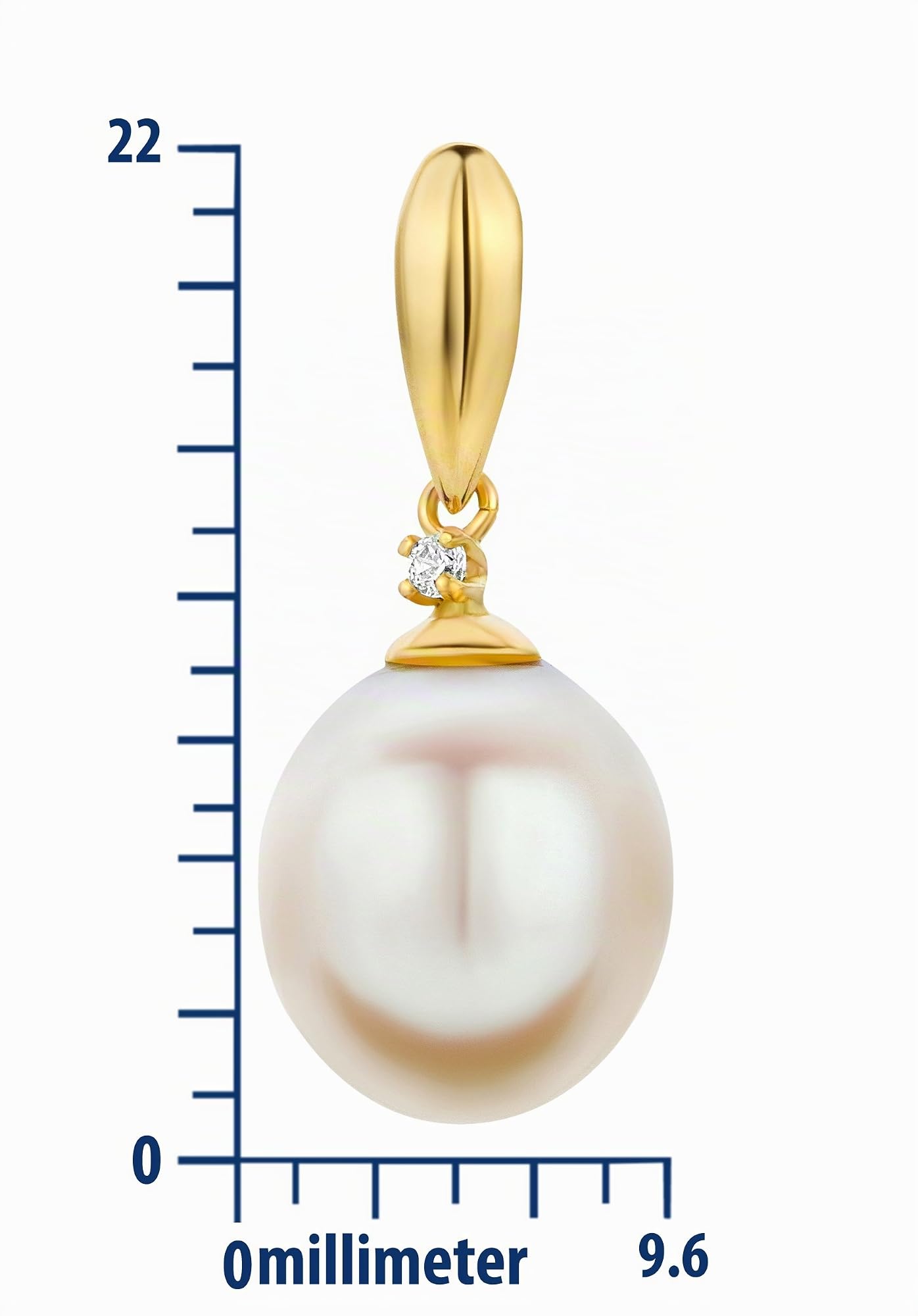 MIORE Kettenanhänger Gold –14K (585)Gelbgold- Perlen Anhänger, Charms Anhänger für Kette, weiße Süßwasser Perle 9mm und Zirkonia Stein, Hypoallergener Perlenschmuck, Schmuck Damen -in edler Schmuckbox