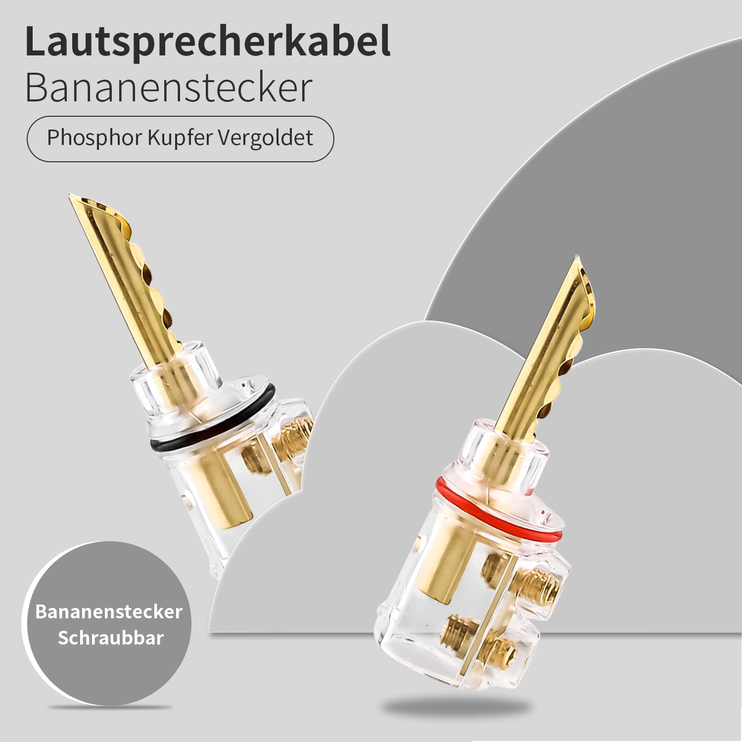 Lot De 4 Fiches Banane Plaquées Or 24 Carats - Pour Câble HP Jusqu'à 5.5mm - Connecteurs Hi-Fi Qualité Audiophile