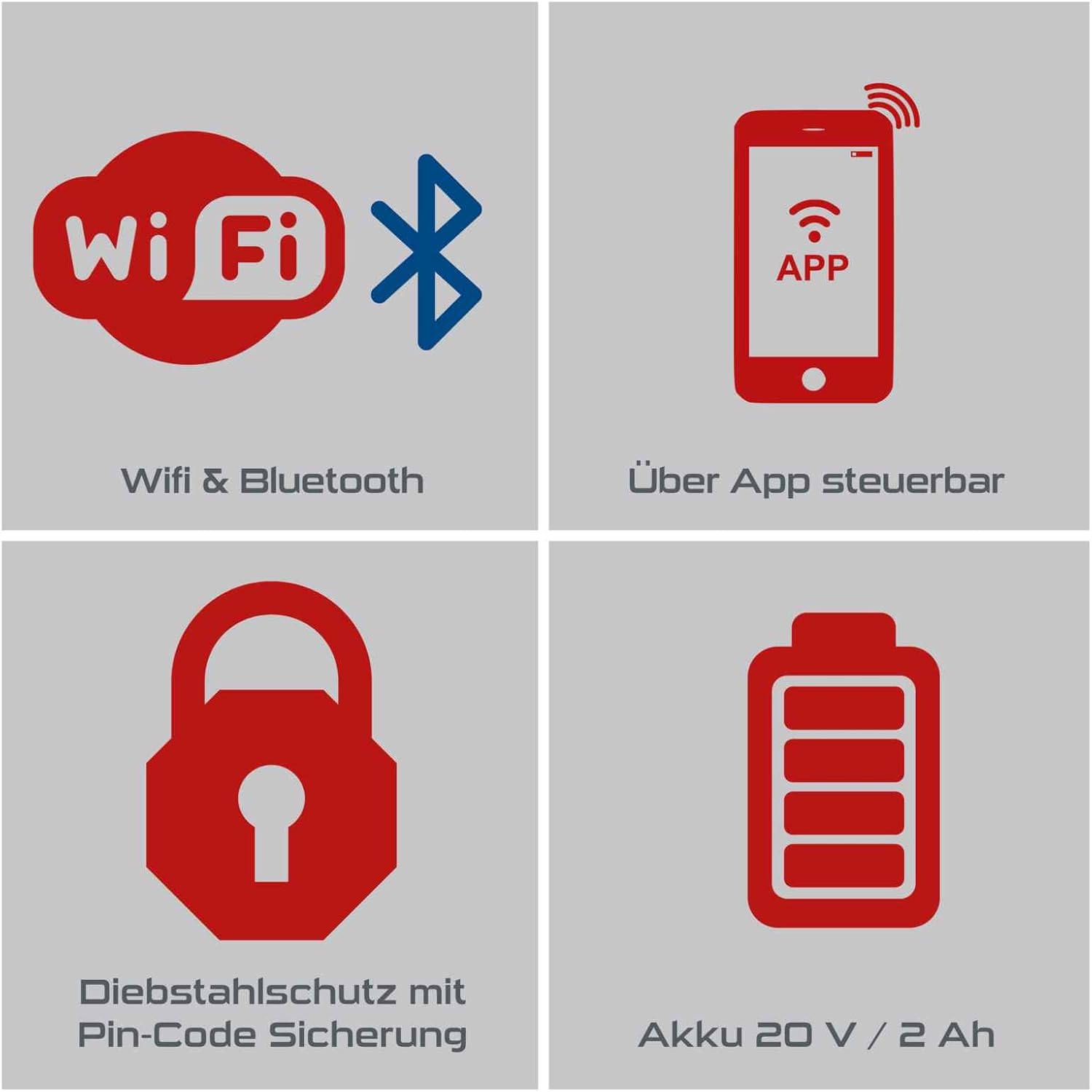 Practixx Robot Lawn Mower WiFi Bluetooth App Control PIN Code Battery