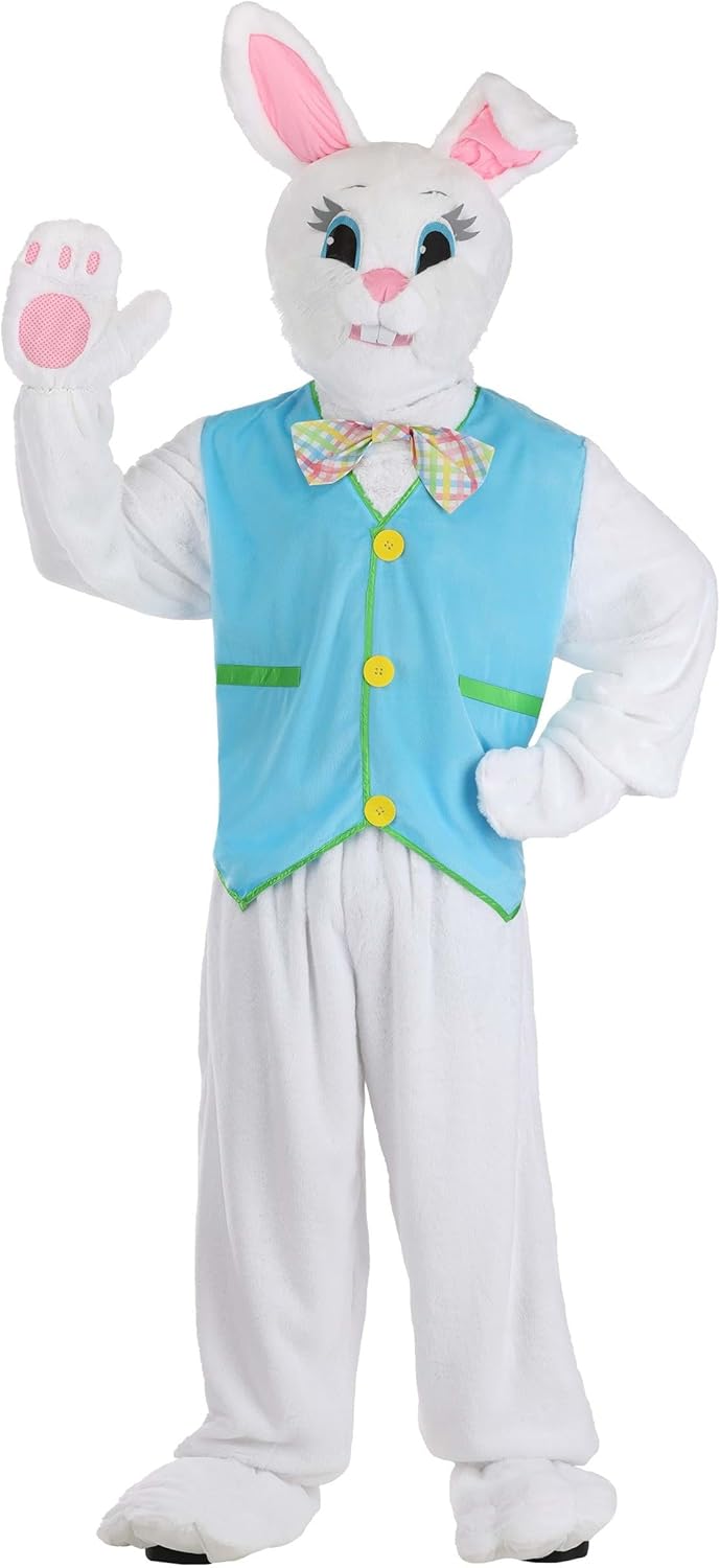 Easter Bunny Mascot Costume for Adults - White Rabbit Plush Suit for Holiday Events & Photoshoots - 5pc Set