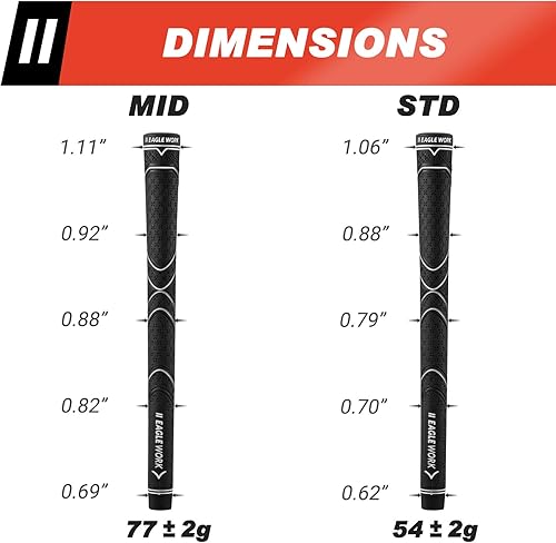 Miniatura 6 de EAGLE WORK Agarres de golf de goma, paquete de 13 con solvente, 15 cintas, abrazadera de tornillo y hoja de gancho, control para todo tipo de clima