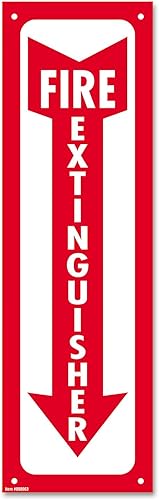 COSCO Señal de seguridad que brilla en la oscuridad, extintor de incendios, 4 x 13, rojo