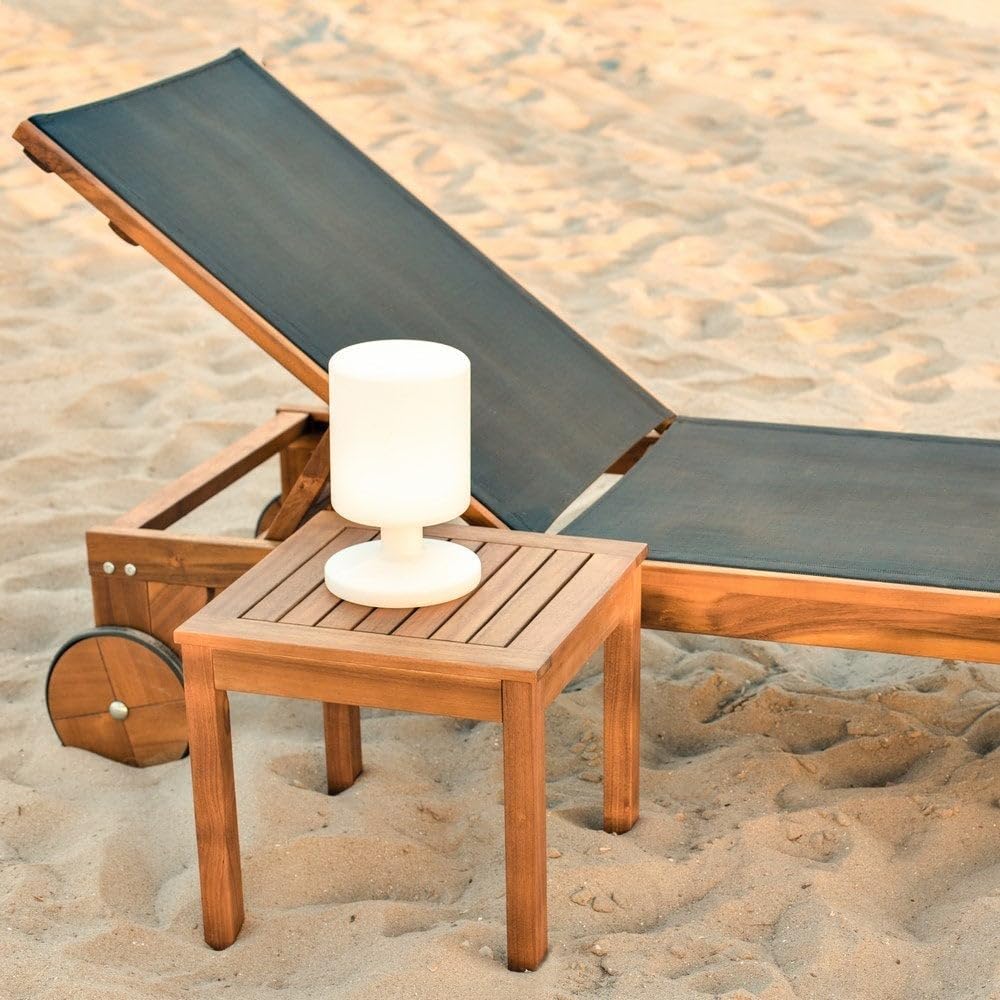 LOLAhome Mesa Auxiliar Cuadrada 40x40x40 cm, Madera Natural de Acacia, Nina | Madera Acacia Natural Maciza Marron, traspirable. Para interior y exterior. Balcón, Terraza o Jardin.