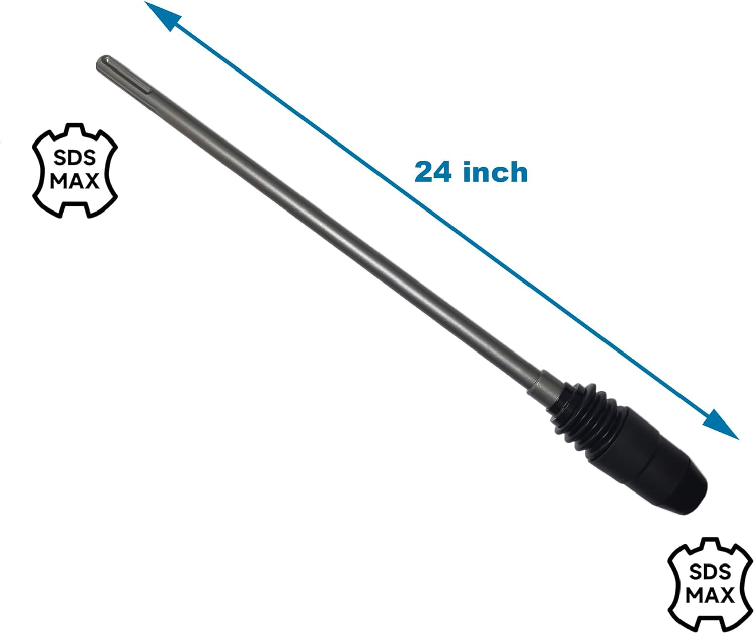 24" SDS Max to SDS Max Extension Shaft Bar with Quick-Change Chuck Adapter, 24-inch overall length, 40Cr Alloy Steel, for Deep Drilling & Hard-to-Reach Spaces