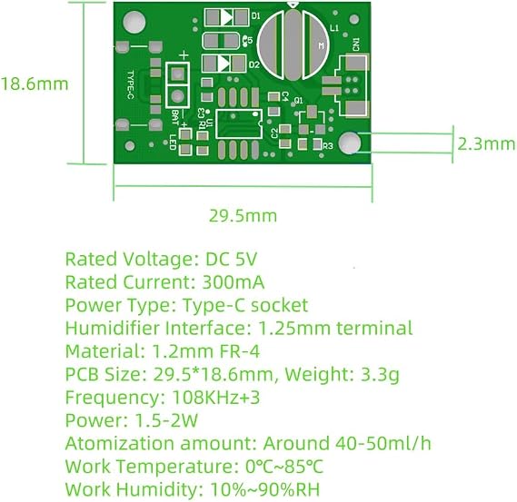 4Pcs Single Spray DC 5V Humidifieration Atomization Disc Type-C Interface Atomization Drive Circuit Board No Switch No Timing Function