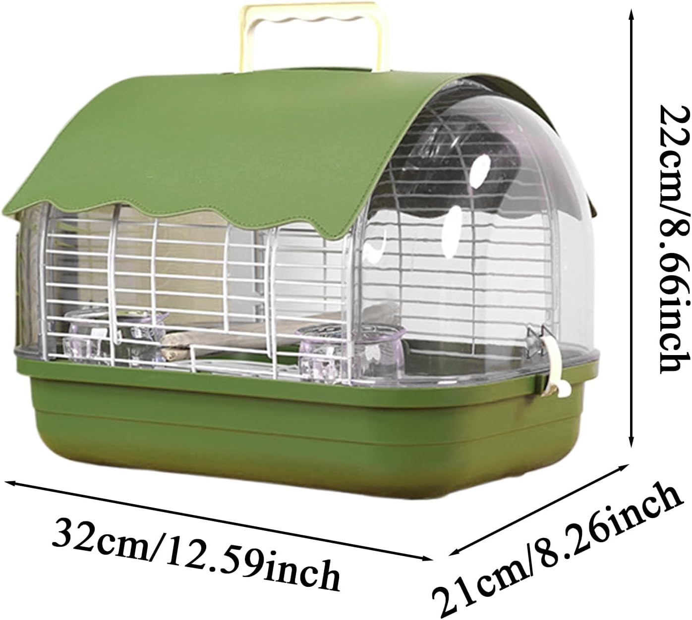 Small Bird Cage, Transparent Bird Travel Carrier, 35x25cm Full View Cockatiel Cage for Birds, Pet Accessory, Travel Tool with Secure Design, Indoor Outdoor Balcony Living Room Park Parakeet