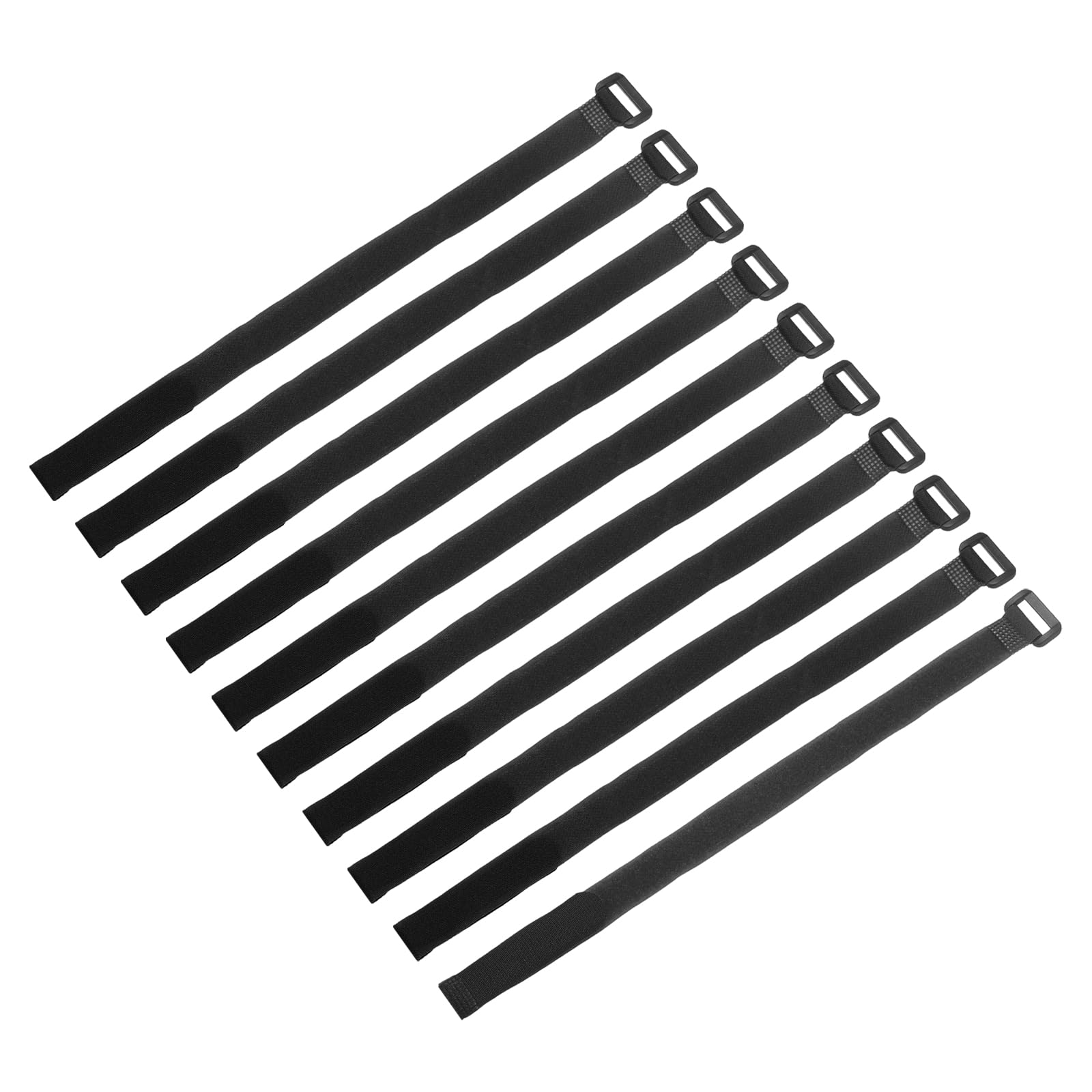 sourcing map 10 Pcs Reusable Battery Tie Down Straps 16mm x 40cm Nylon Multipurpose Battery Hold Down Adjustable Cinch Strap Hook Loop Fastening Tie for Quadcopters FPV RC Drone Boat Car, Black