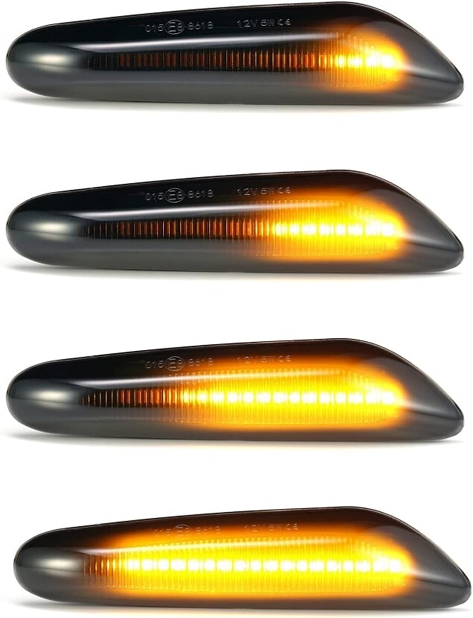 QASULER 2PCS Smoke Lens Dynamic Flowing LIGHT Turn Signal Side Marker Light Blinker Lamp, for BMW, E60 E61 E90 E91 E81 E82 E88 E46 X3 X1 Car Dynamic Indicator Light