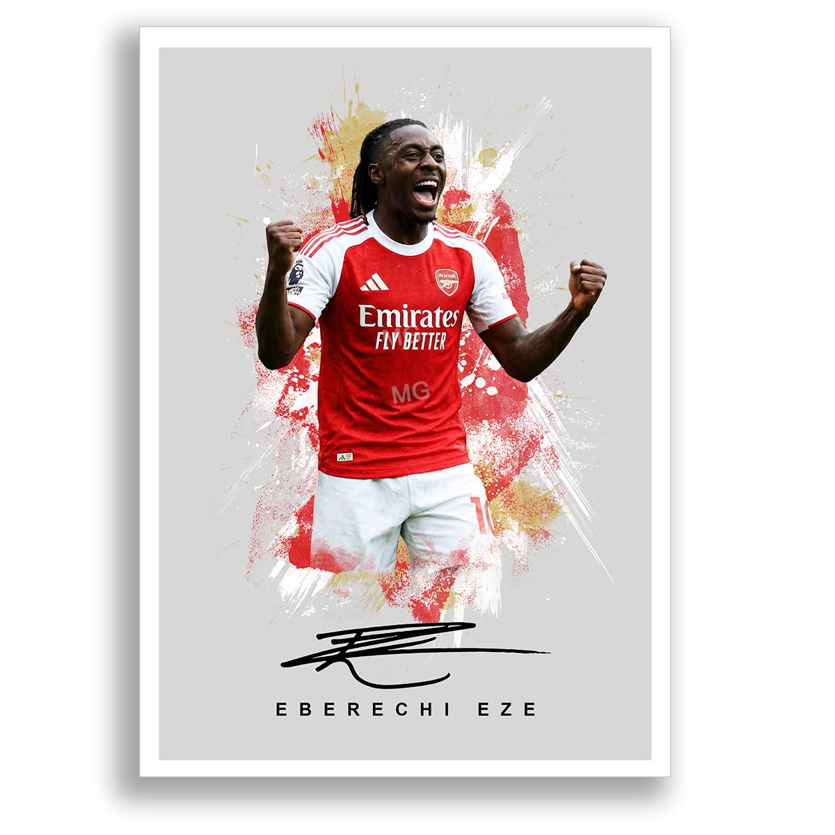 Eberechi Eze Arsenal Signed Photo Poster A4/A3 Print Picture Display Framed Autograph Memorabilia for Football Fans Gift England ((A3 Unframed) Grey)