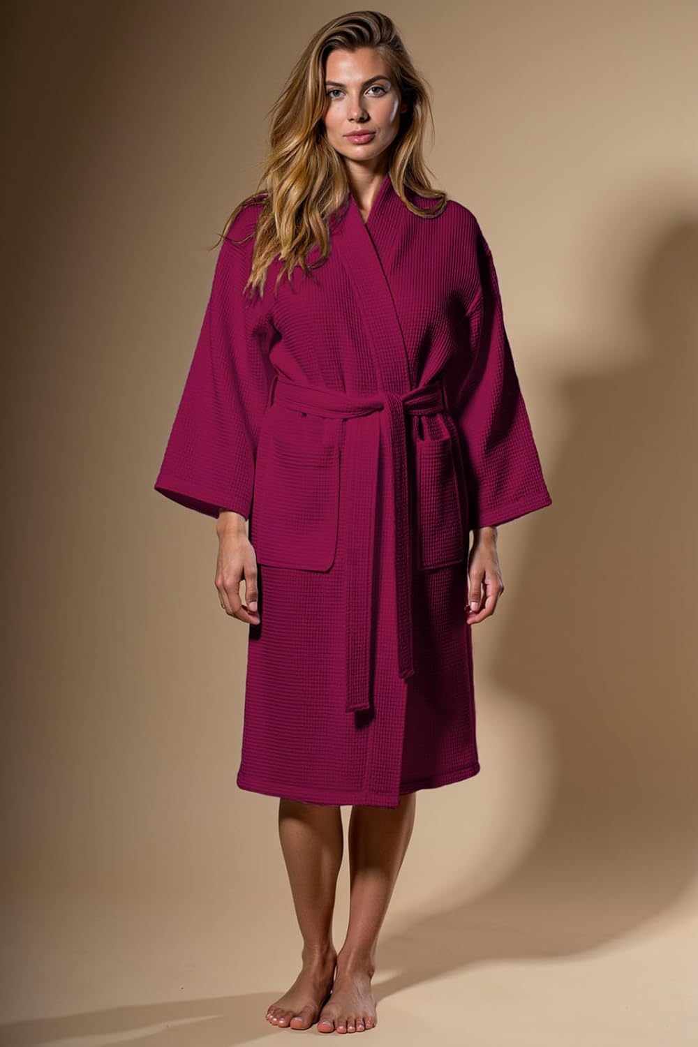 Turquaz Lightweight Full-Length Robes For Women Waffle Kimono Bathrobe - Soft, Fast-Drying, Long-Lasting Cotton Blend Unisex - Image 3