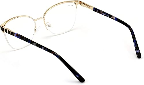 Miniatura 4 de Gafas de lectura de marco óptico de media montura redonda para mujer, lentes transparentes de metal