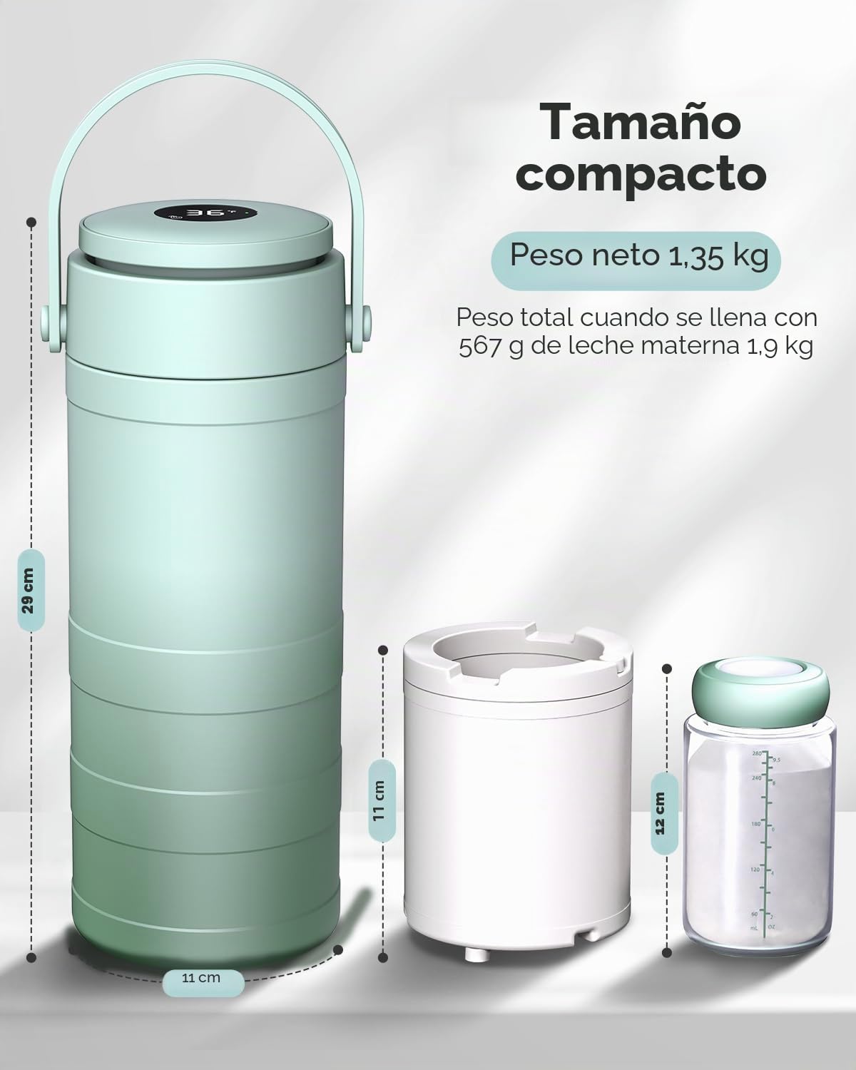 Enfriador portátil de leche materna, 560 ml Gran enfriador de leche materna de viaje HY05-1