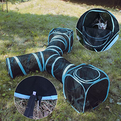 Cat Furniture Tent for Indoor and Outdoor Playpen Portable Cat Tunnels, Outdoor Kennel (2 Cube + 3-Way Tunnel) - Image 3