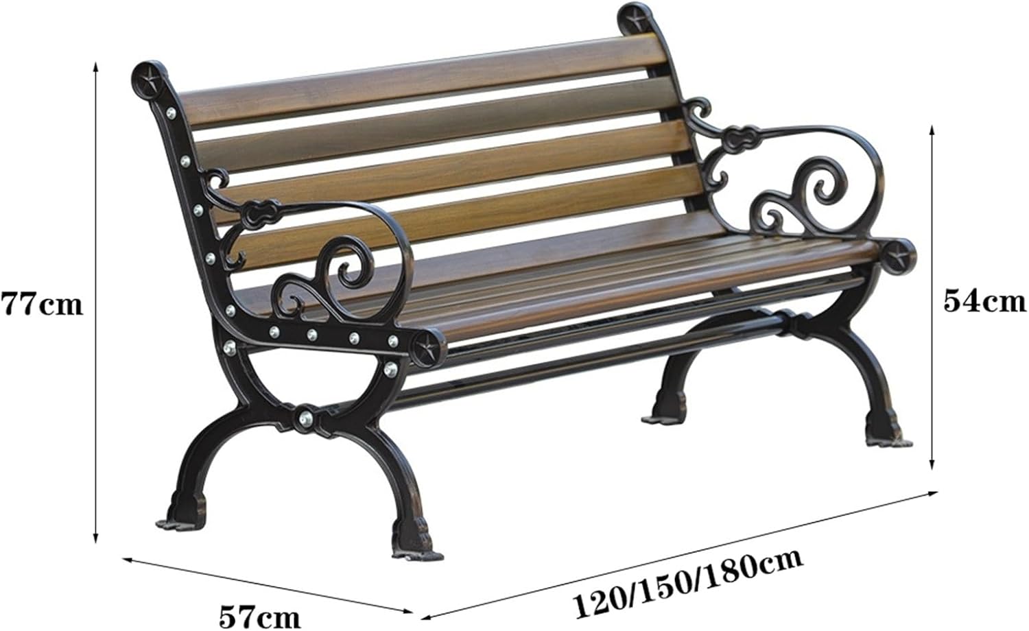 Outdoor Garden Bench Garden Bench, Suitable for Courtyard, Park, Path, Lawn, Deck Park Bench(150x57x77CM)