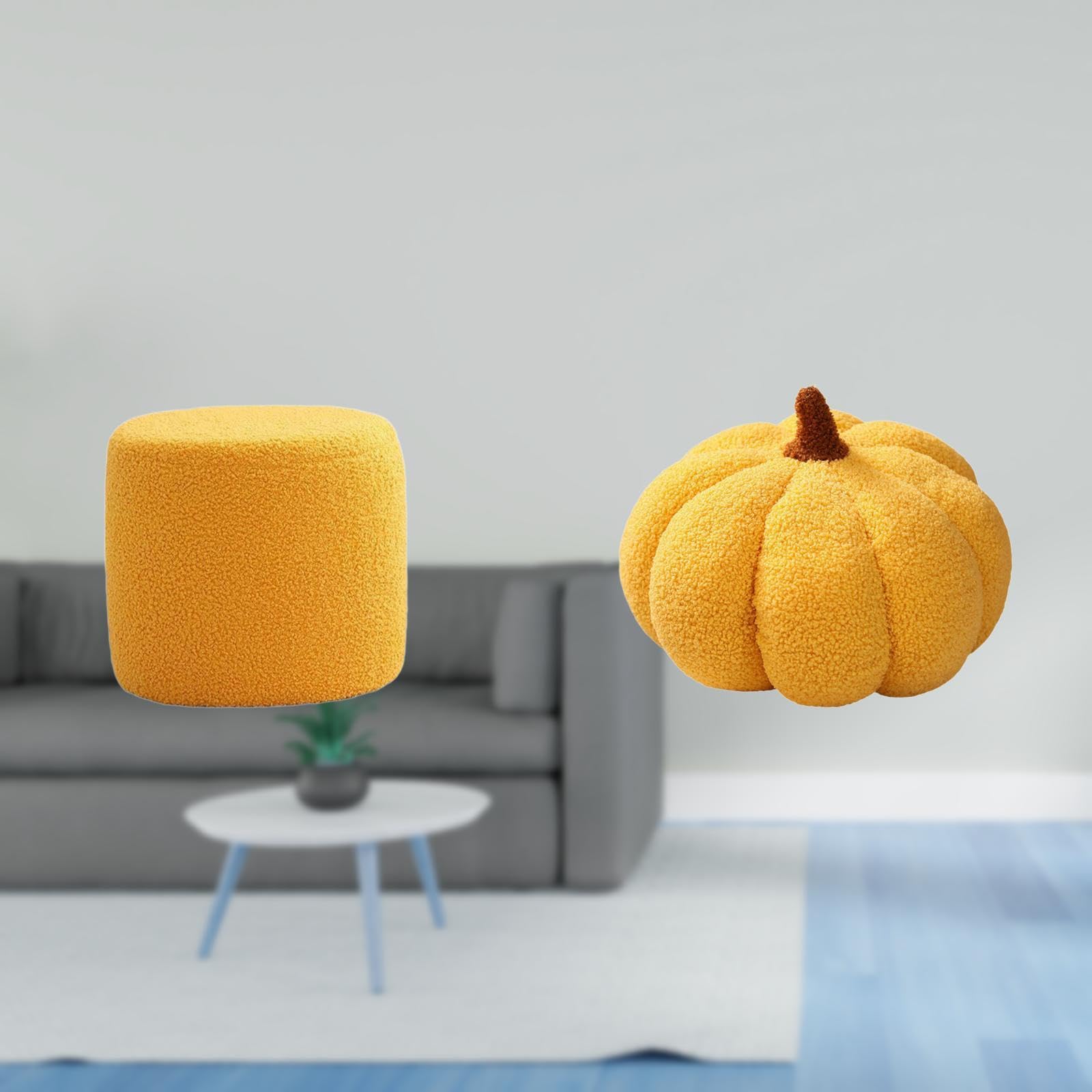 Round Ottoman Foot Rest Stool Bench Seat Chair Small Cylinder Sofa Tea Stool Pumpkin Pillows Stuffed Plush Decorative Cushion for Office Bedroom Nursery Apartment Room Decor-image-17