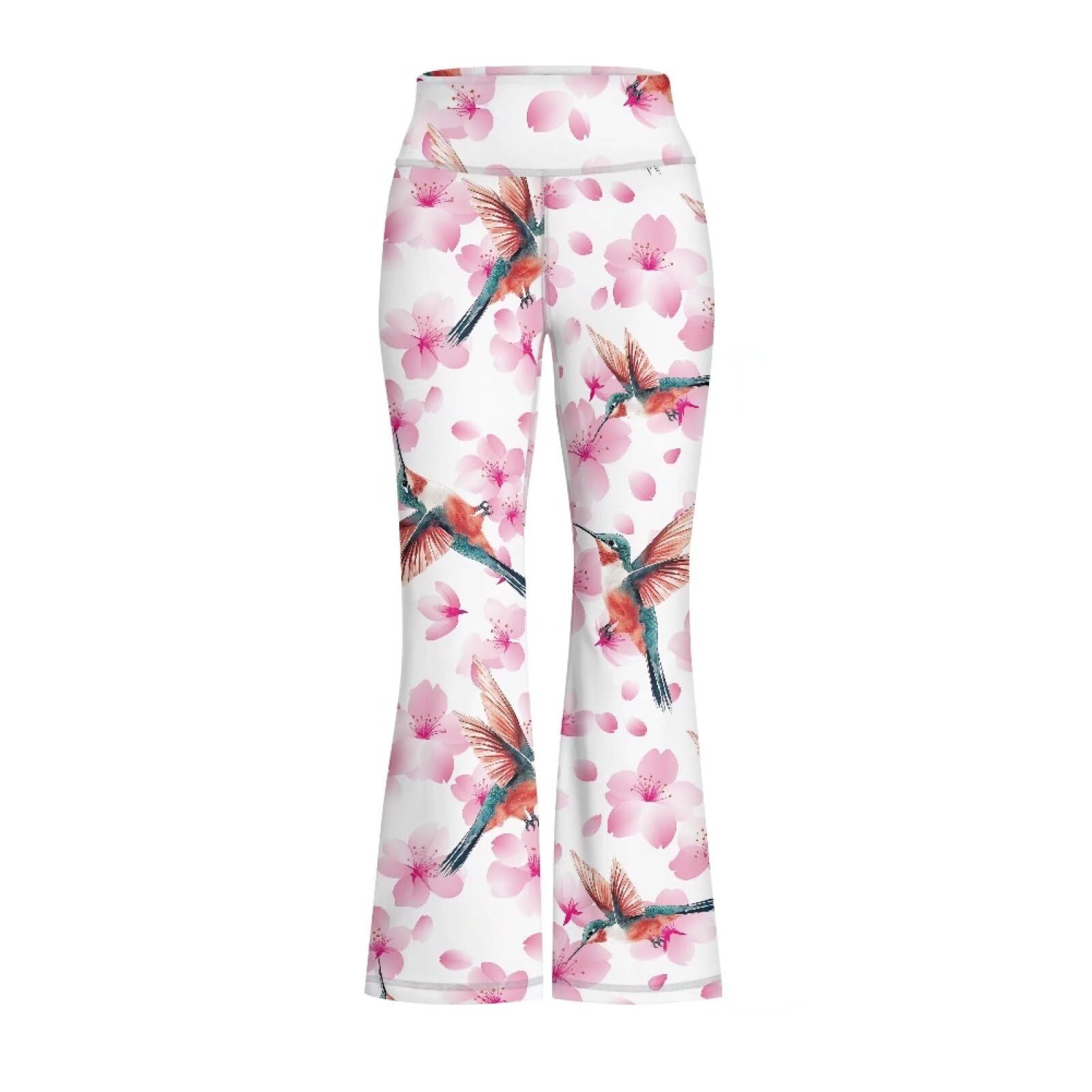 Yzaoxia Hummingbird Long Flared Legging for Girls Yoga Pants Size 9-10 Peach Blossom Tight Bell Bottoms Stretchy Bootcut Legging for Kids High Wasit Pant Running Clothing Gym Outfits Activewear