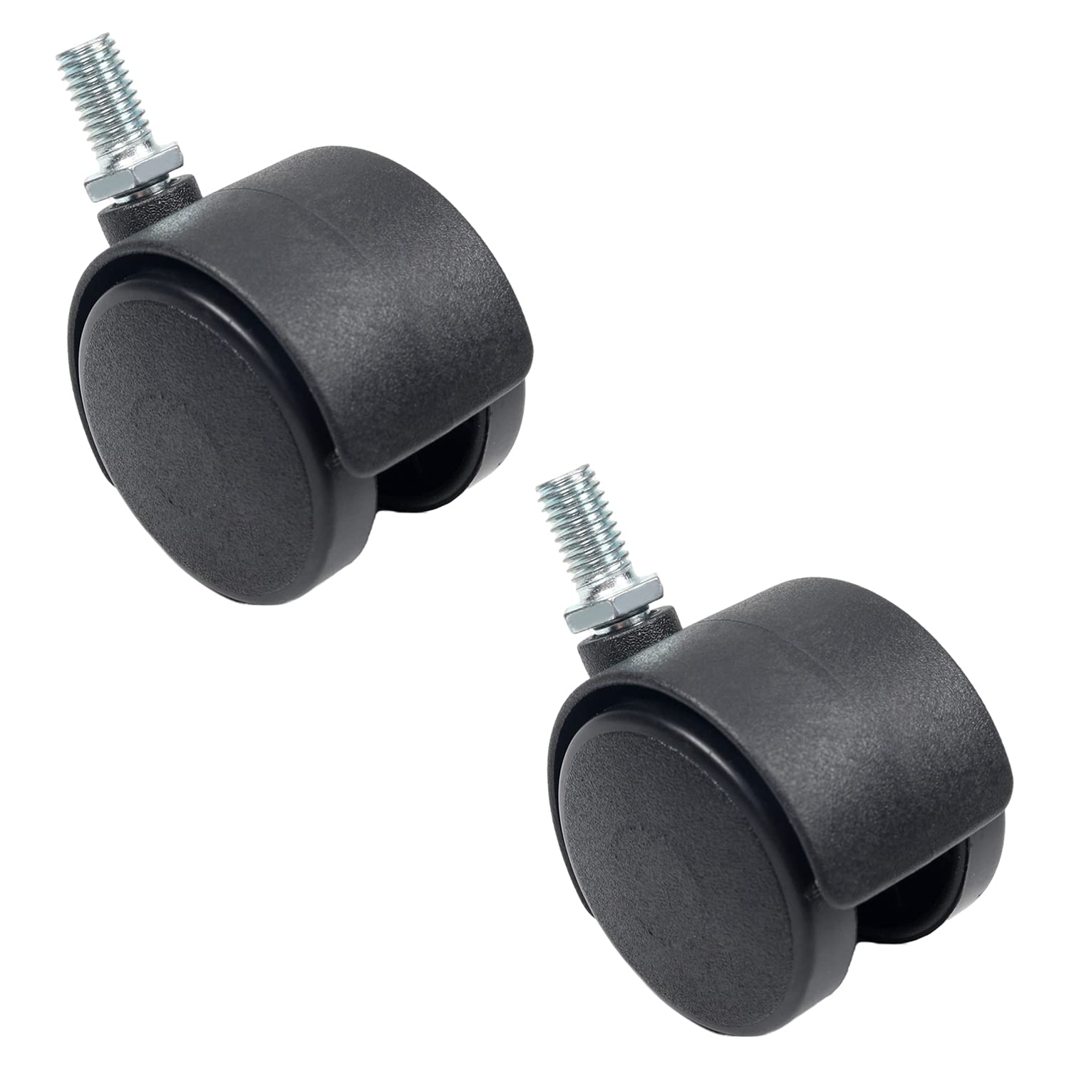 Mromax Black 1.5 Inch Swivel Castor Wheels 360 Degree Threaded Stem Caster Wheel, M8 X 15Mm Tone 8Pcs