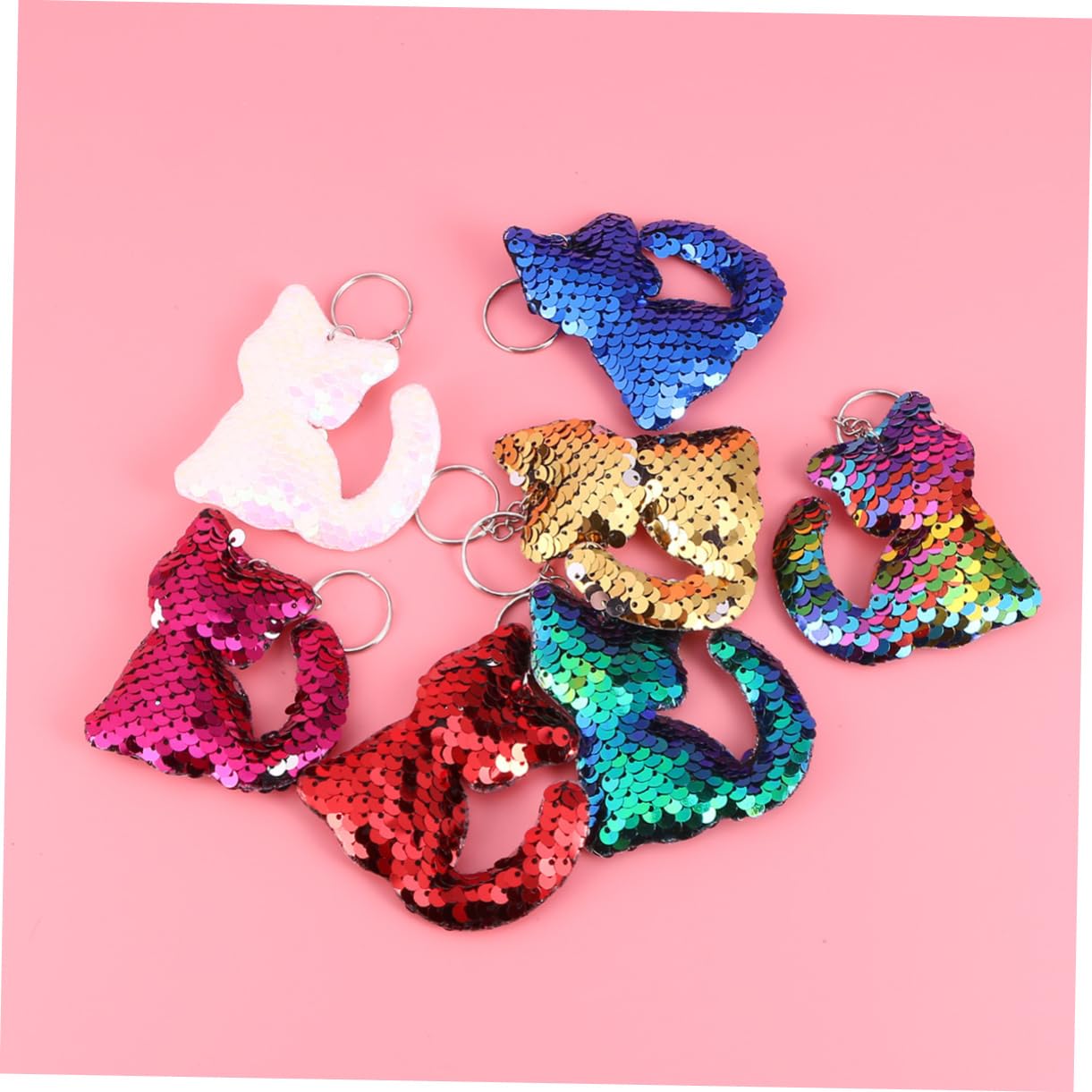 SOIMISS 63stücke Teiliges Bunter Katzen-schlüsselanhänger Mit Glitzer Rosa Weiß Blau Grün Rot Gold Für Taschen Schlüssel Und Schmuckgestaltung