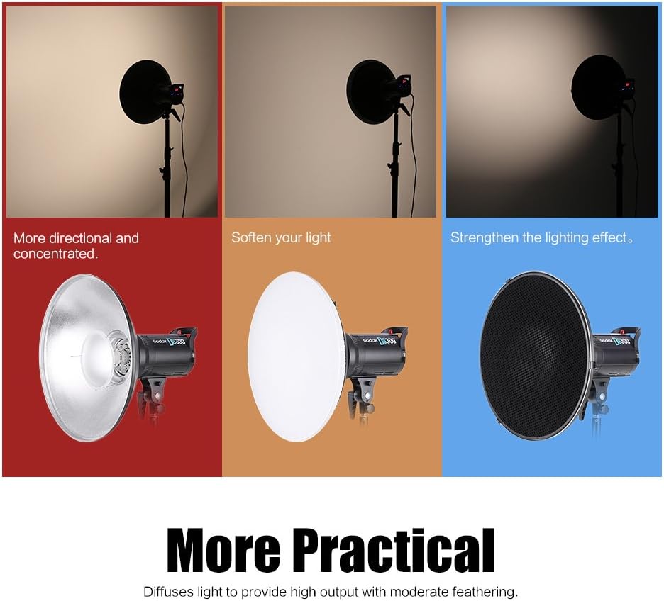 Tесh Dеаlѕ 🔥 Andoer 16 inches Standard Reflector Beauty Dish with Honeycomb and White Diffuser Sock for Bowens Mount Studio Strobe Light and Speedlite Photography Light Studio Accessory