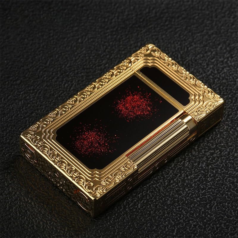 Encendedor retro de cobre con llama de butano dorado miniatura 5