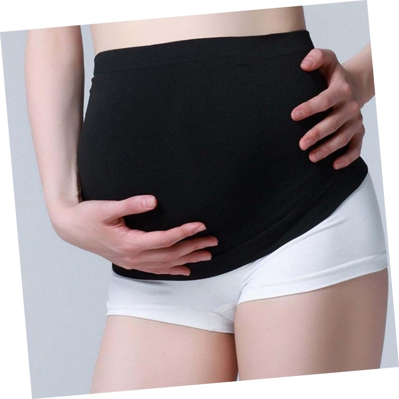 Baluue Women Care Belt Breathable Seamless Stomach Lift Support for Maternity Black Comfortable Pressure-reduction Belly Band for Expecting Moms