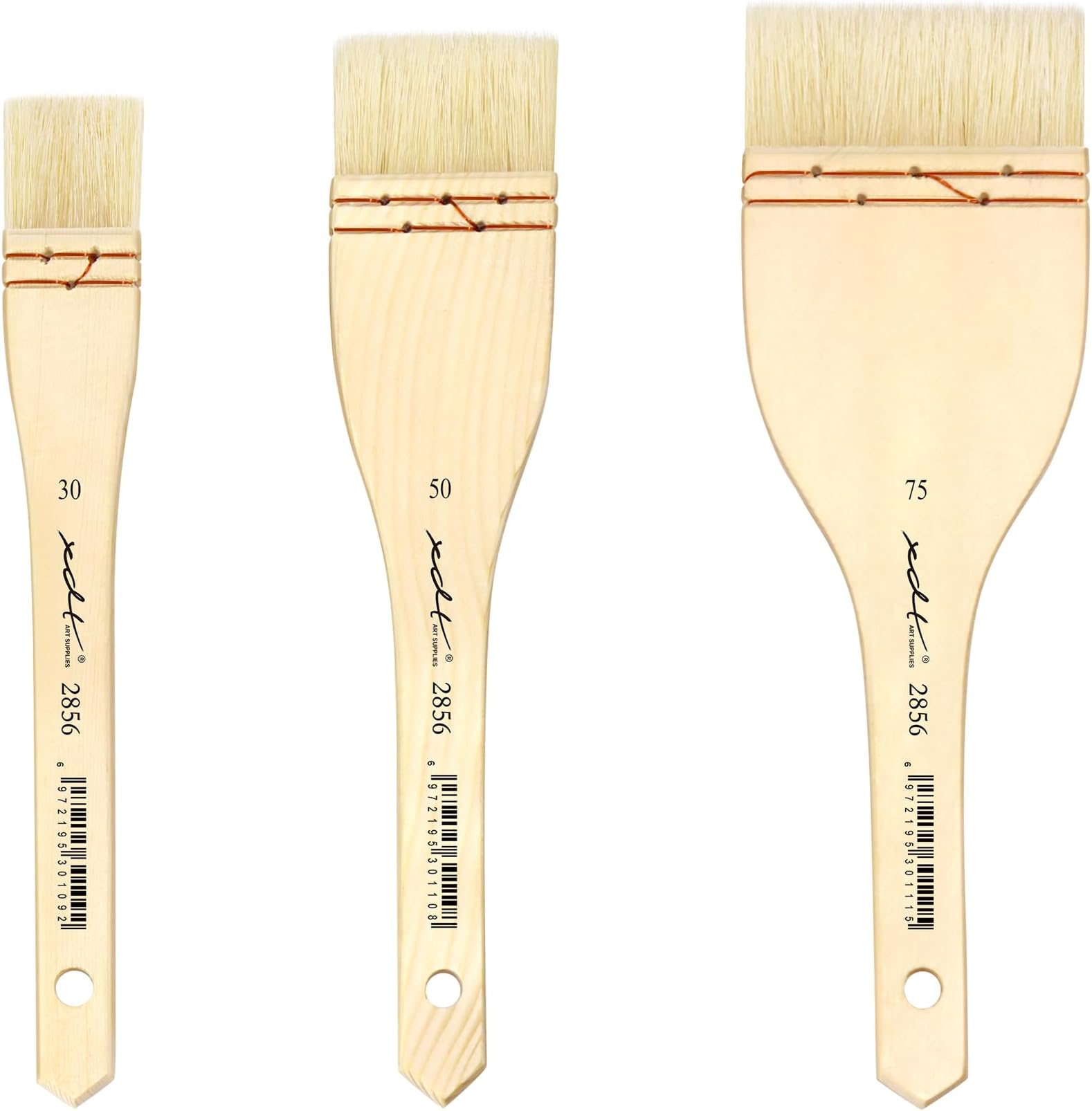 XDT#5249 Hake Artist Paint Brush 3 Piece Set Medium Soft Premium Goat #1.06in #1.77in #2.76in, Acrylic Oil Watercolor