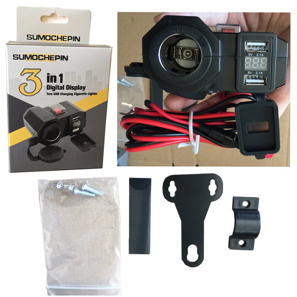 EVGATSAUTO Universel 2.1A Moto étanche Double Chargeur USB Adaptateur