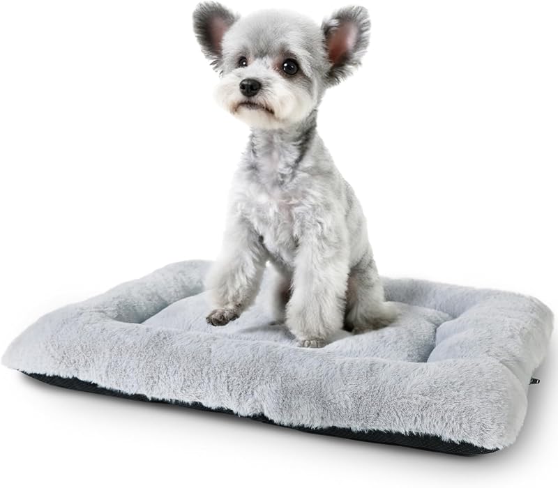 Tapete para Cama de Cães e Gatos em Pelúcia com Base Antiderrapante zihapgpzp Cinza-claro 55,88 x 33,02 x 5,08 cm