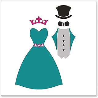 DistinctInk Custom Bumper Sticker - 10" x 10" Decorative Decal - White Background - Bride & Groom Wedding Attire