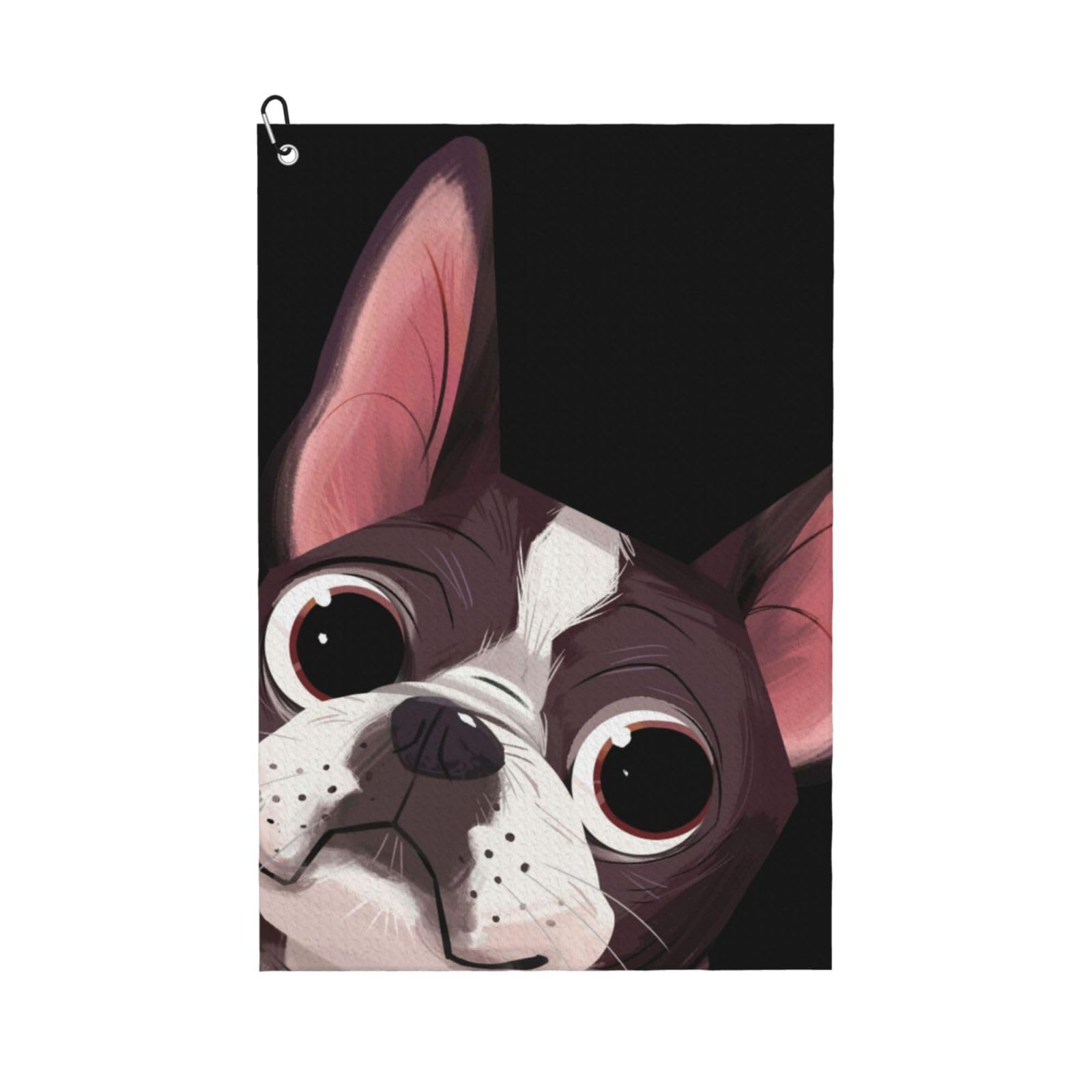 Hnnkloy Boston Terrier Nature, 16x24 in Portable Waffle Golf Towels with Carabiner Clip for Golf Bag