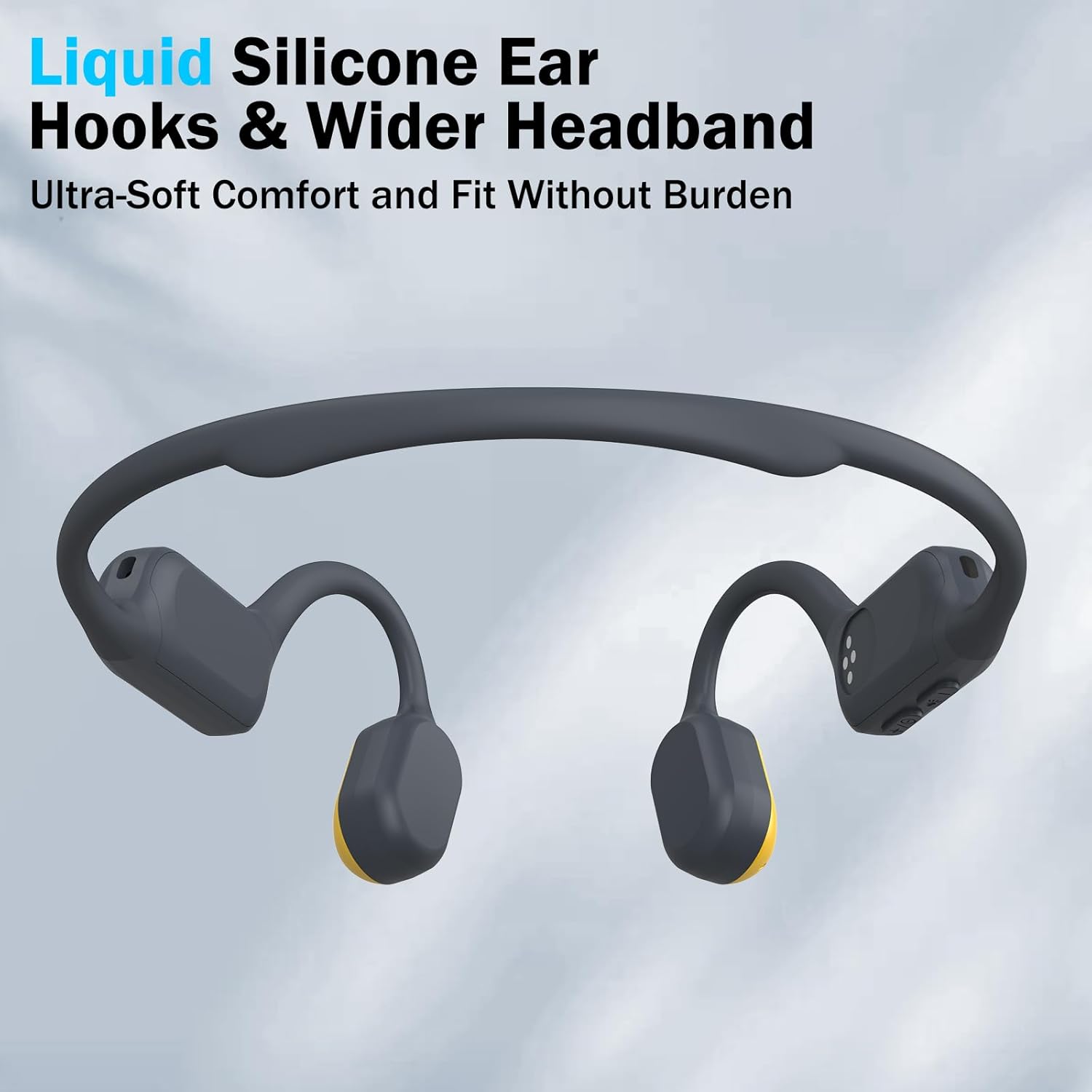 Swimming Bone Conduction Headphones with Night Safety Light, IP68 Waterproof 32G MP3 Memory, Soft Silicone Underwater Headphones,Submersible Sport Earbuds/Earphones for Swimming Diving-Lemon Yellow