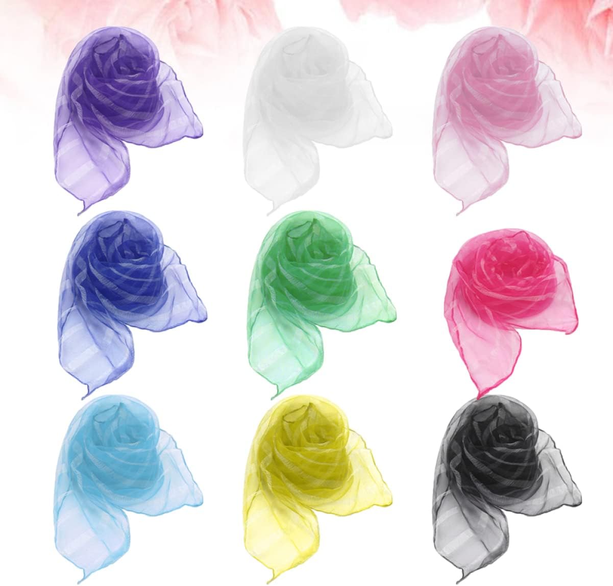 20pcs Boy Girl's Square Dance Scarf Nylon Boys and Girls Play Scarves Lightweight Rainbows Stage Performance Random Color