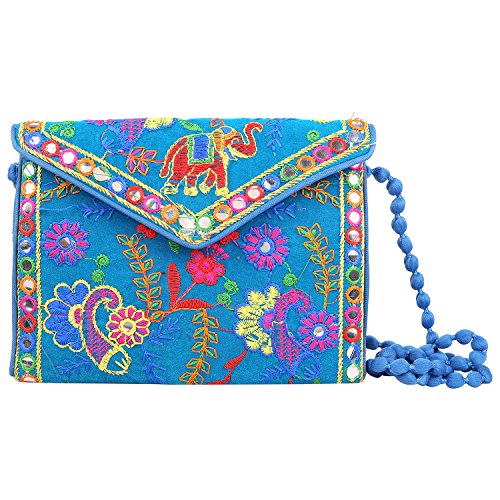 Craft Trade Clutch Bags for Women Jaipuri Rajasthani Handmade Embroidery Mirror Work Stylish Sling Bags for Women Cross Body Bags for Ladies and... - Image 6