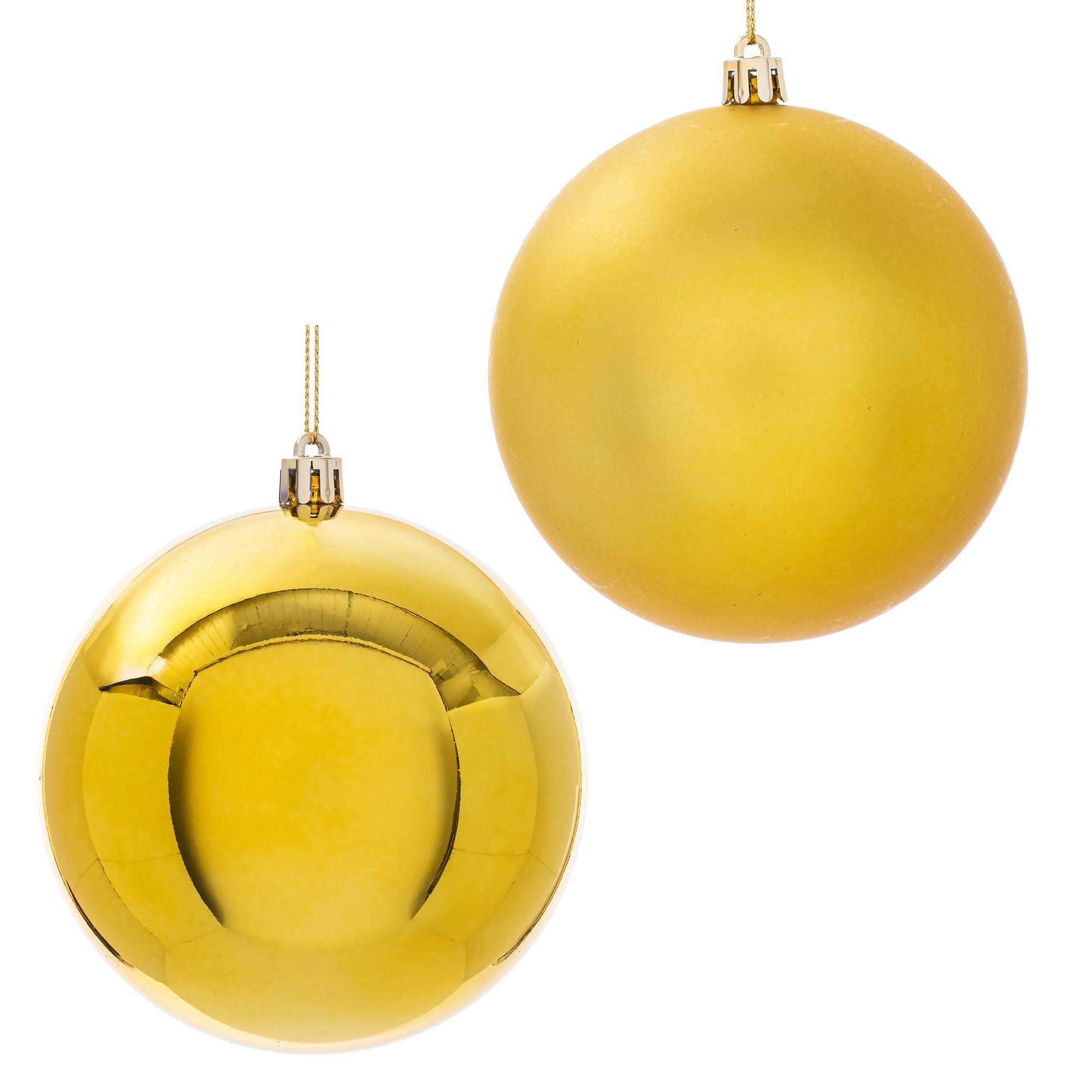 Vickerman Lot de 50 Boules décoratives dorées Brillantes et Mates de 6,1 à 7,6 à 10,2 cm