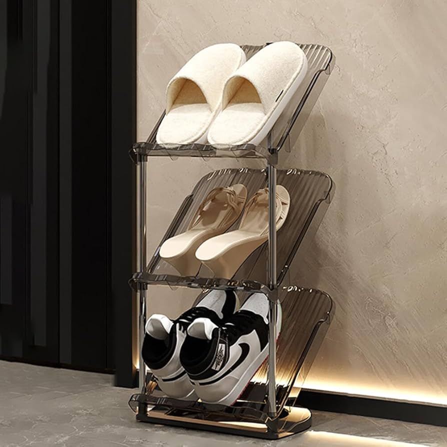 ステンレス製 3段シューズラック 薄型 Amazon｜シューズラック スリム 靴入れ 斜め置き 3段 オープン