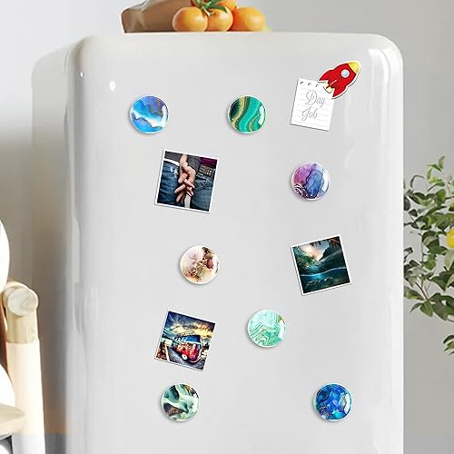 Miniatura 5 de DARUITE 12 imanes de vidrio para nevera, fuertes imanes de refrigerador para manualidades, oficina, cocina y pizarra blanca, mármol