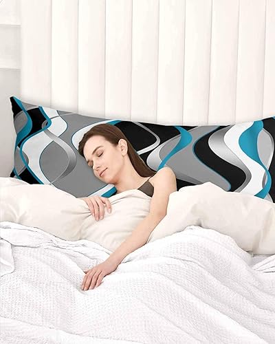 Miniatura 10 de Fundas de almohada modernas de tamaño estándar a rayas aguamarina, paquete de 2 fundas de almohada suaves para cama, funda de almohada lumbar de